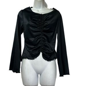 vintage miss kalico black long sleeve blouse top USA size M